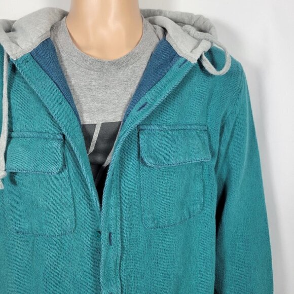 BDG Urban Outfitters Men's 100% Cotton Textured Button Jacket, Grey Hood Size S - Picture 2 of 12